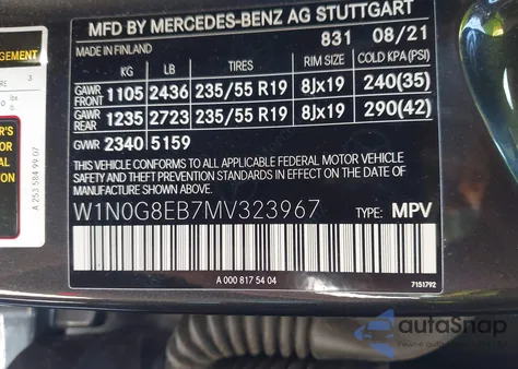 2021 Mercedes-Benz Glc 300 4Matic Suv from USA, damaged, VIN W1N0G8EB7MV323967